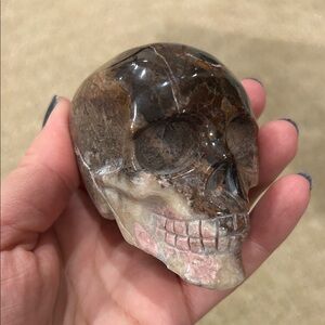 Rhodonite Stone Skull Crystal